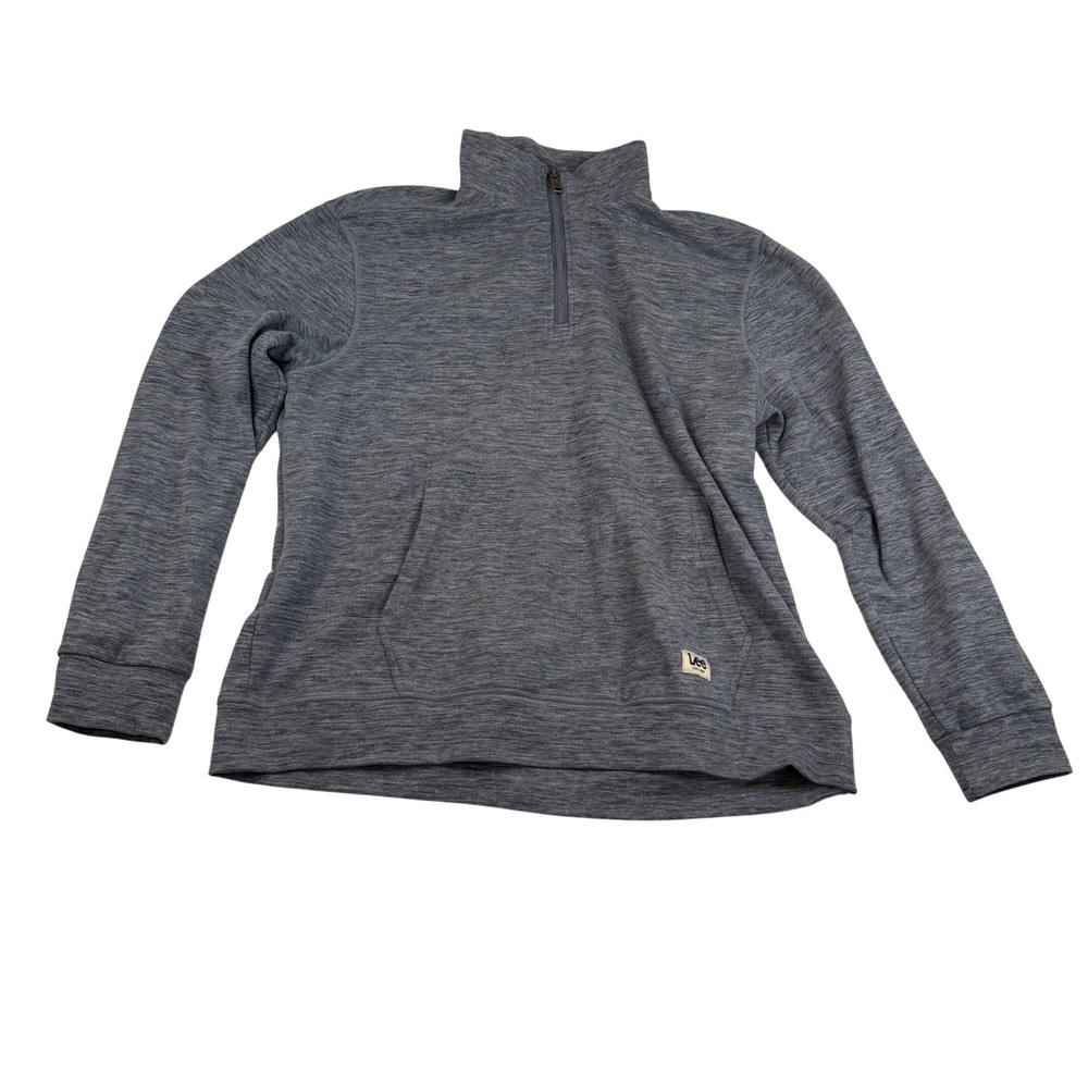 Lee Mens Large Blue Heather Space Dye Quarter Zip Pullover Regular Fit Sweater